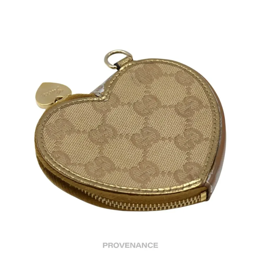 🔴 Gucci GG Canvas Coin Wallet - Bronze Heart Metallic - Picture 3 of 6